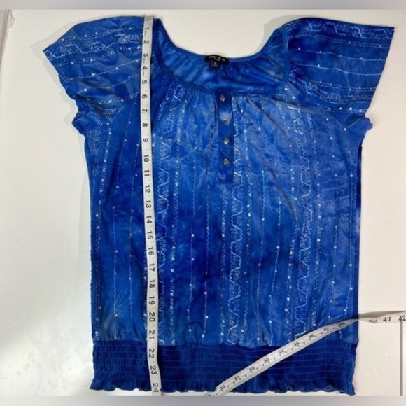 Sami & Jo sequined blouse cobalt blue. Size Small Petite. - Picture 11 of 13